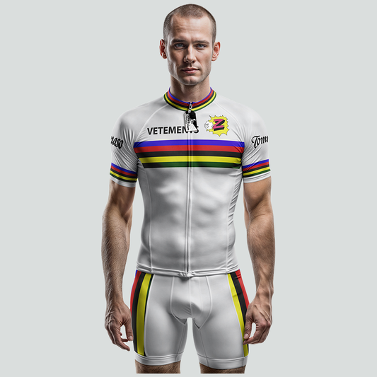 Retro White Team Z Vetements Cycling Jersey Short Sleeve