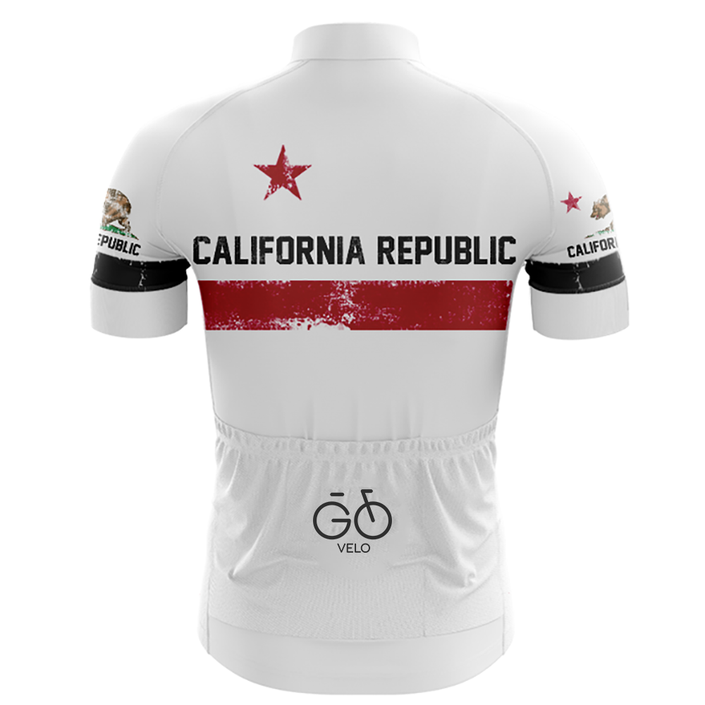 California Republic White Cycling Jersey Short Sleeve