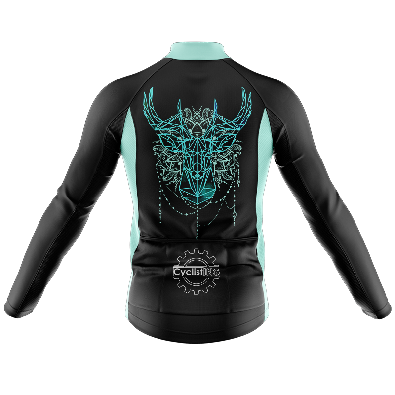 Geometric Deer Long Sleeve Cycling Jersey